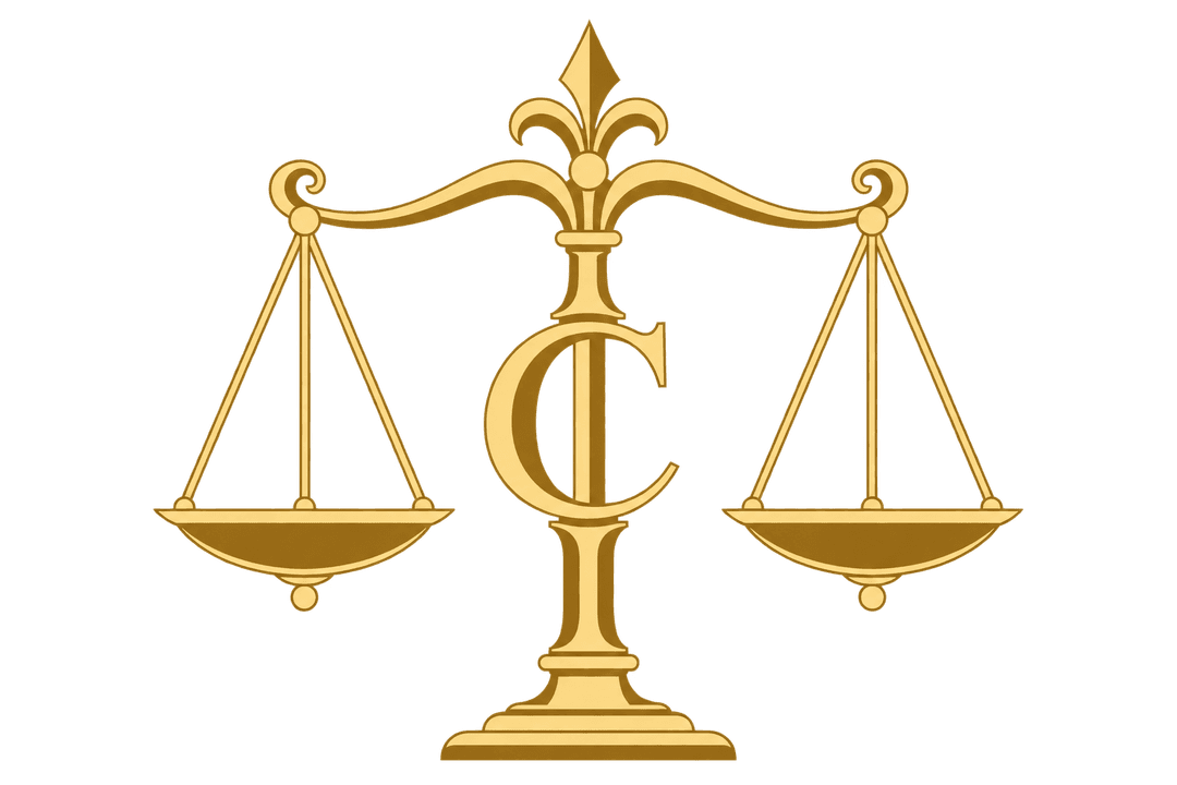 Balanza de justicia con la letra C